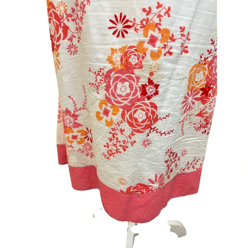 PENDLETON Floral Coastal Midi Skirt Sz 14 White Pink Preppy Cottage Modest